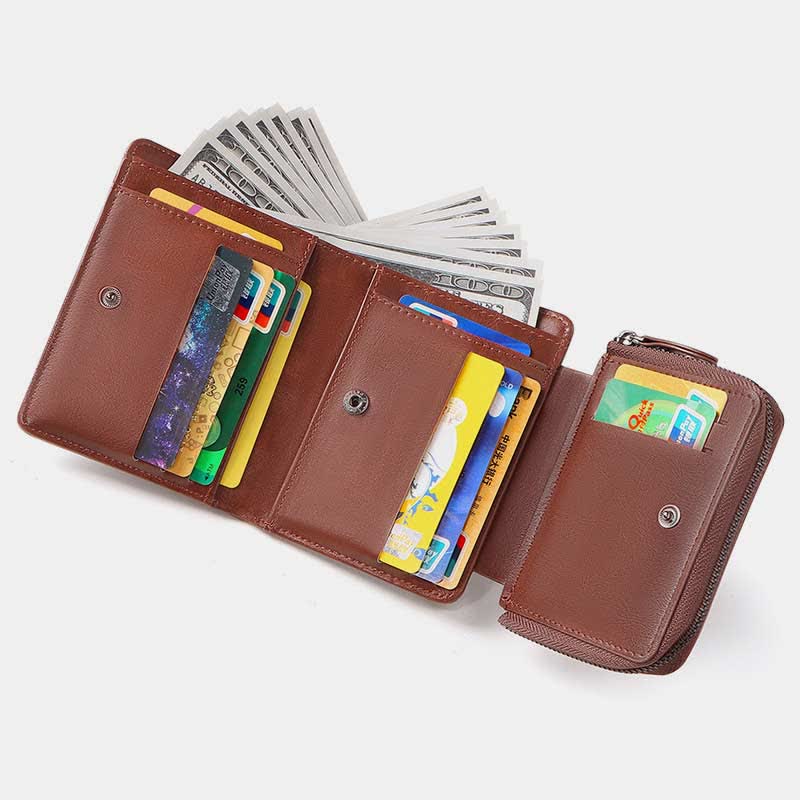 Large Capacity Leather Wallet Credit Card Holder RFID Blocking Money Organizer