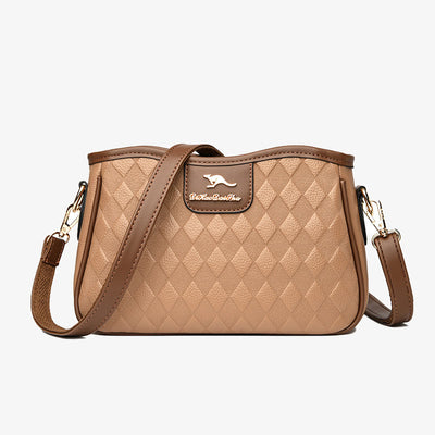 Crossbody Square Bag For Women Diamond Pattern Leather Commuter Purse