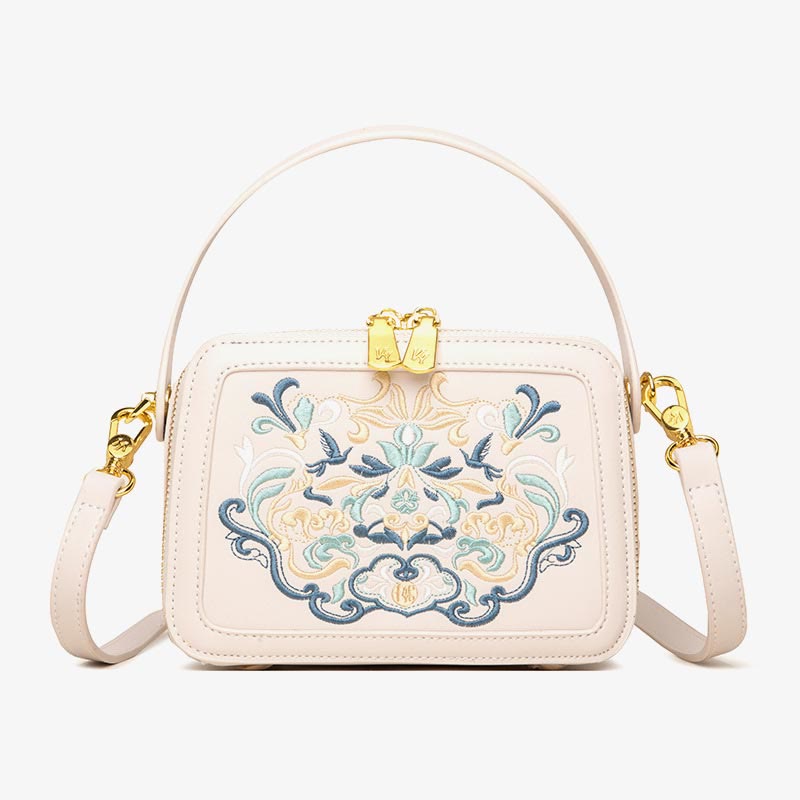 Top-Handle Bag for Women Vintage Embroidery Folk-Custom Shopping Crossbody Bag