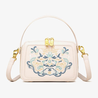 Top-Handle Bag for Women Vintage Embroidery Folk-Custom Shopping Crossbody Bag