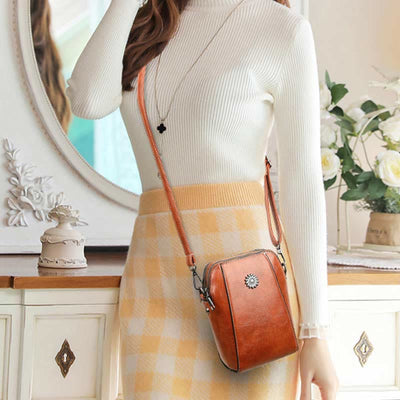 Soft Leather Phone Bag For Lady Crossbody Mini Bag