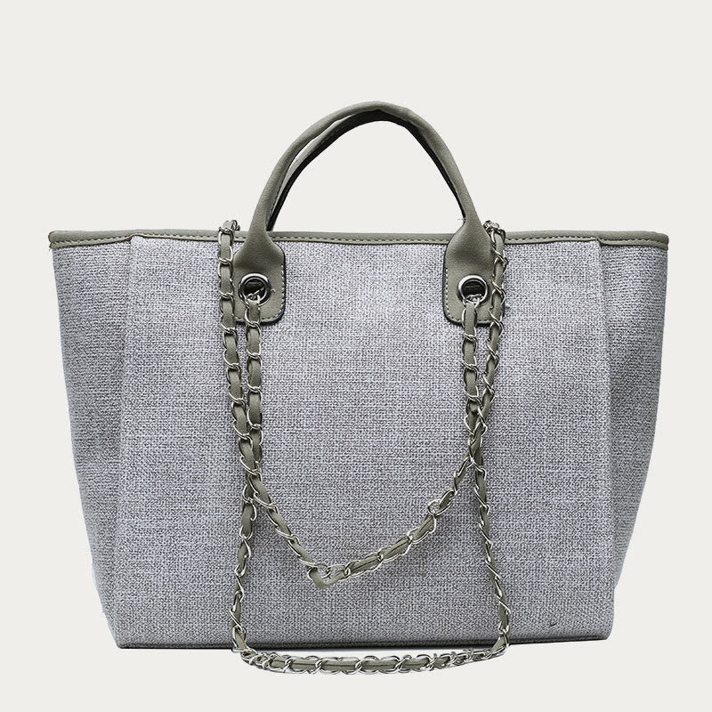 Crossbody Canvas Tote For Women Chain Strap Bucket Bag