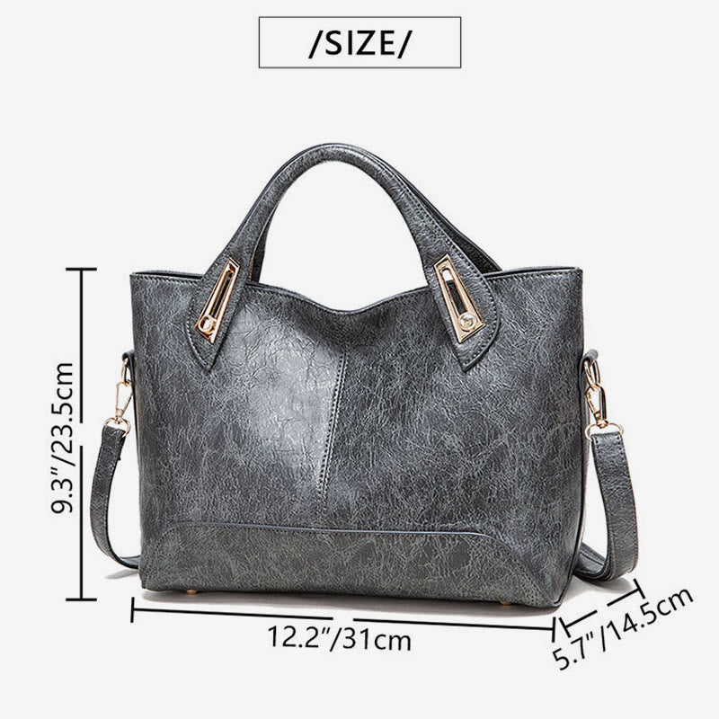 Vintage Tote For Women Wax Genuine Leather Crossbody Bag