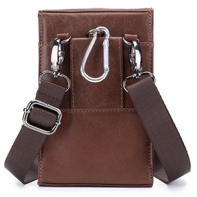 Genuine Leather Wallet Clutch Multi-Slot Waist Bag with Belt Loop Crossbody Strap