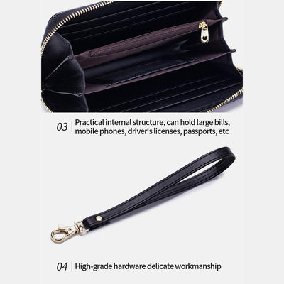 RFID Genuine Leather Vintage Floral Embossing Wallet