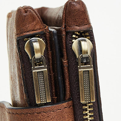 Men's RFID Blocking Card Holder Double Zip Wallet
