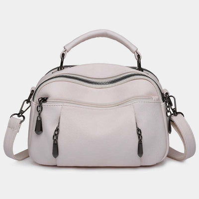 Multi-Pocket Leather Crossbody Purse for Women Small Top Handle Satchel Handbag