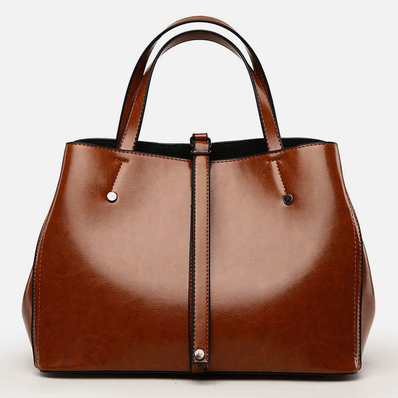 Minimalist Tote Pure Color Leather Crossbody Handbag For Women
