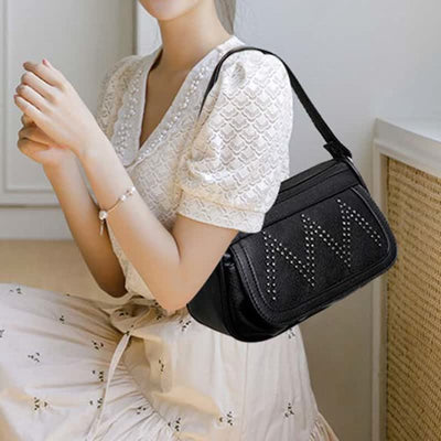 Fashion Rehinestone Shoulder Bag for Women Leather Satchel Crossbody Bag