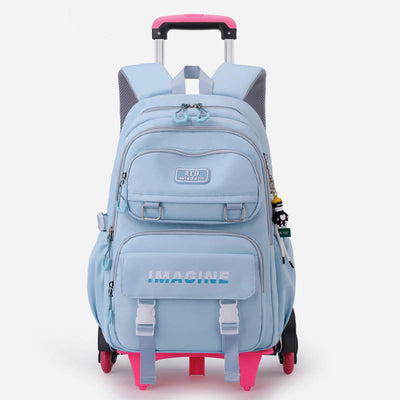 Girls Rolling Backpack For School Waterproof Nylon Wheels Purse