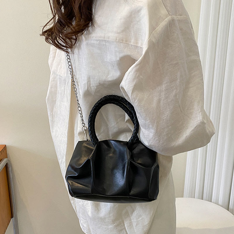 Crossbody Bag For Women Wrinkle Shape Mini Solid Color Handbag