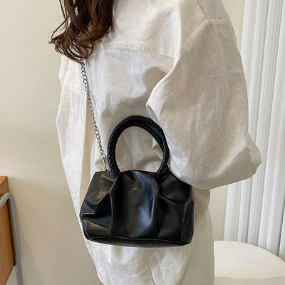 Crossbody Bag For Women Wrinkle Shape Mini Solid Color Handbag