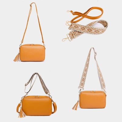 Crossbody Bag For Women Tassel Solid Color Casual Leather Bag