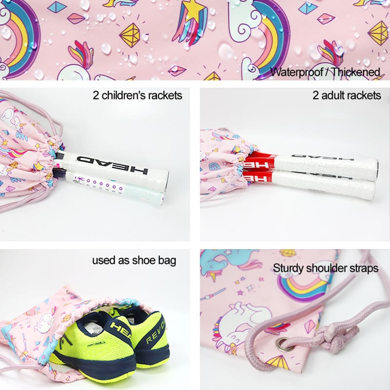 Racket Bag For Outdoor Sports Drawstring Foldable Soft Backpack