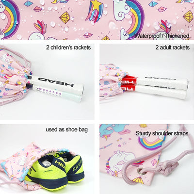 Racket Bag For Outdoor Sports Drawstring Foldable Soft Backpack