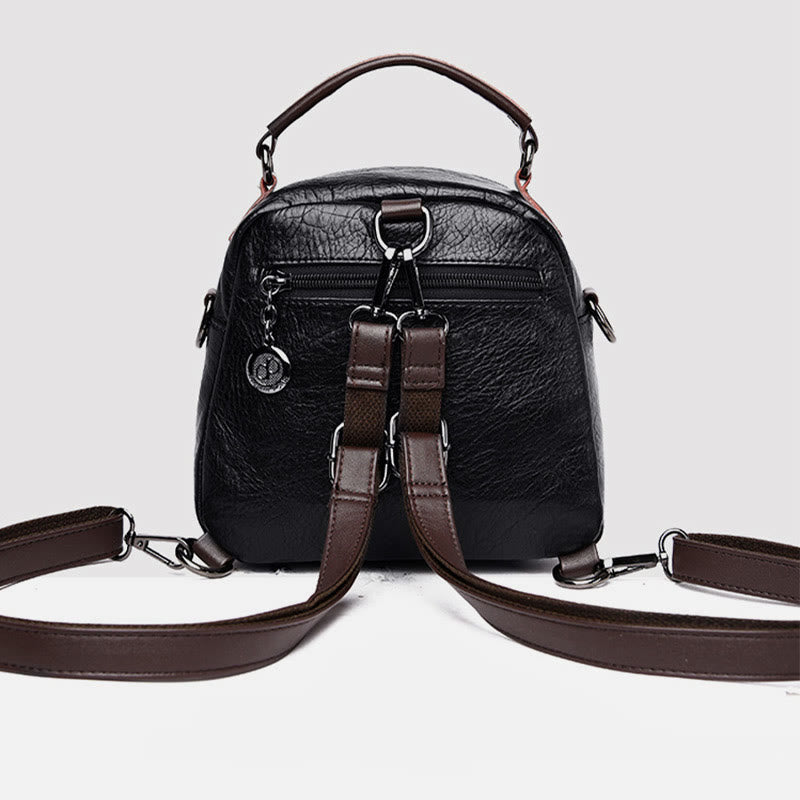 Multi-function Soft Faux Leather Shoulder Bag Convertible Backpack Purse
