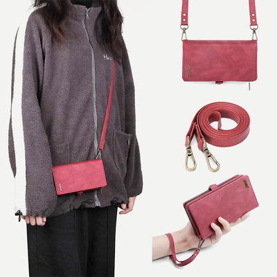 2 IN 1 Phone Bag Wallet Case for iPhone with Crossbody Strap