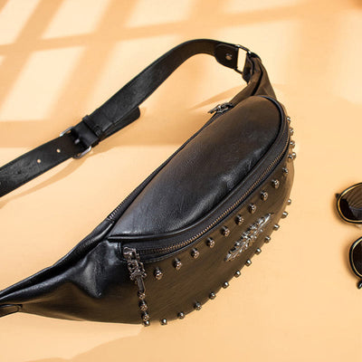 Waist Bag For Women Men Skull Decor Large Waist Bag