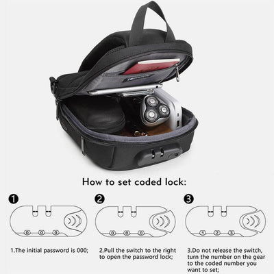 Anti-theft Waterproof Chest Bag Sling Bag With USB Charging Port