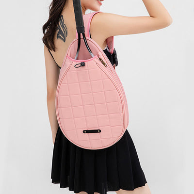 Racket Bag For Women Plaid Pattern Waterproof Polyester Crossbody Bag