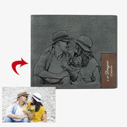 Custom Photo Wallet for Men Bifold PU Leather Wallet Gift for Dad Son Lover