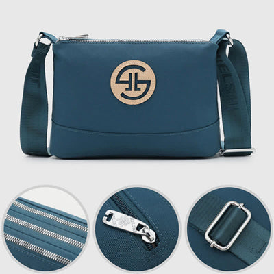 Triple Zip Small Crossbody Bag Lightweight Waterproof Nylon Handbag for Women