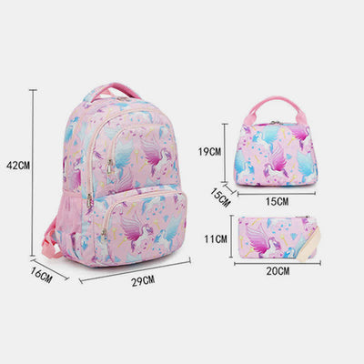 Unicorn Schoolbag Set for Girls Backpack Bookbag Lunch Bag Pencil Case