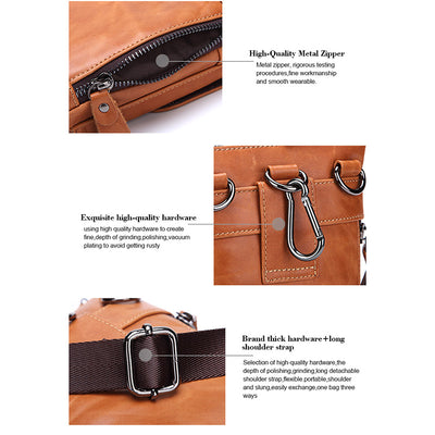 Men's Outdoor Leather Multi-function Waist Bag