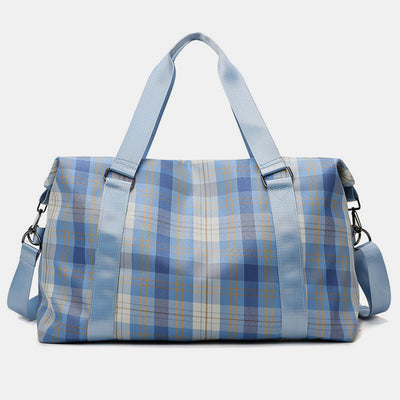 Large Capacity Waterproof Plaid Casual Fitness Travel Handbag
