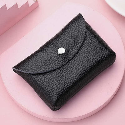 Genuine Leather Coin Purse Mini Wallet Card Holder with Zipper Pocket