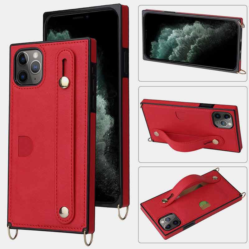 Compatible with iPhone 11/12/13/14 Phone Case Card Holder with Crossbody Strap