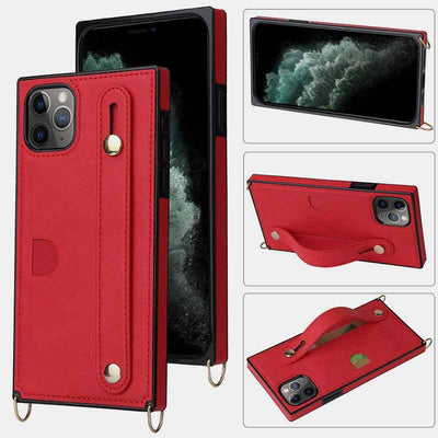 Compatible with iPhone 11/12/13/14 Phone Case Card Holder with Crossbody Strap