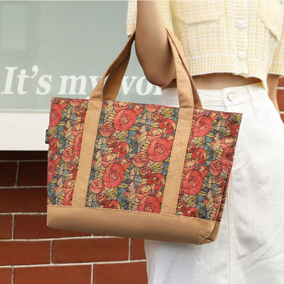 Floral Tote For Women Commuter Eco-Friendly Cork Shoulder Bag