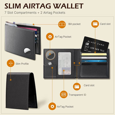 Leather Airtag Bifold Front Pocket Wallet