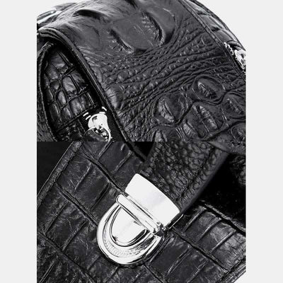 Crocodile Pattern Fashion Cowhide Leather Luxury Sling Bag for Men