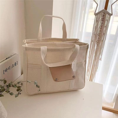 Womens Multiple Compartment Tote Portable Canvas Cross Body Mommy Bag