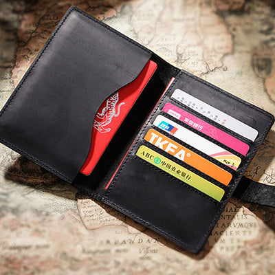 Genuine Leather Passport Holder Cover Wallet with Multi Card Slots