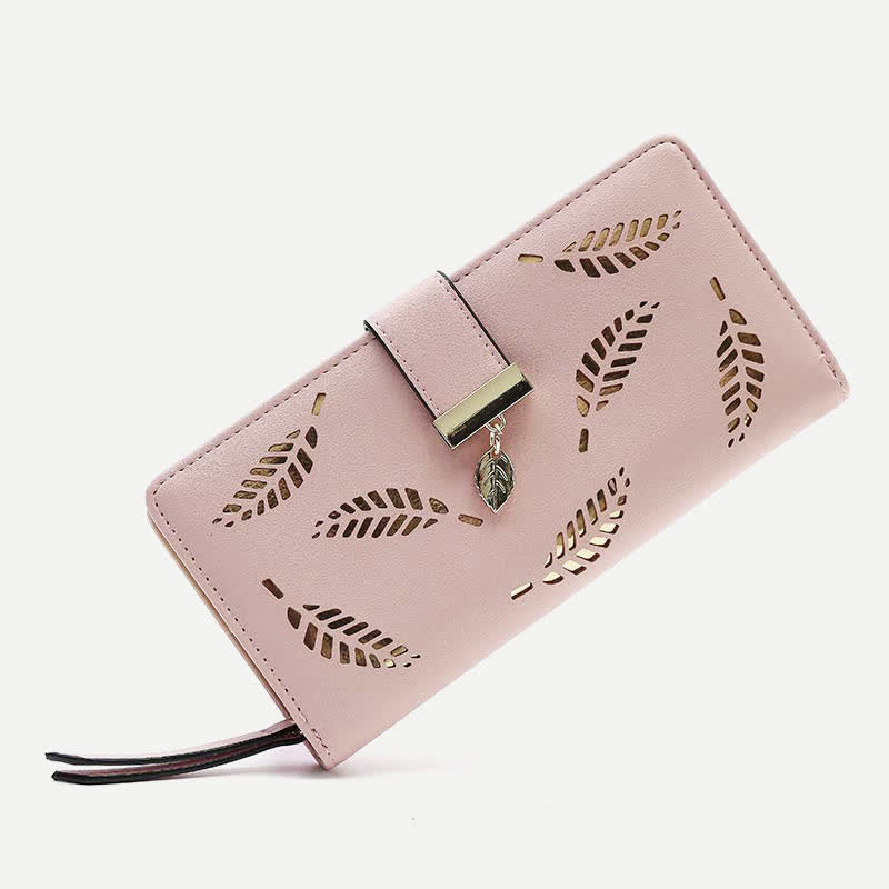 Large Leather Wallet for Women Hollow Out Long Ladies Clutch