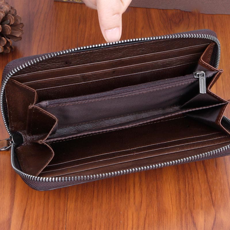 Wallet for Women Vintage Genuine Leather Printing Daily Shopping Handbag