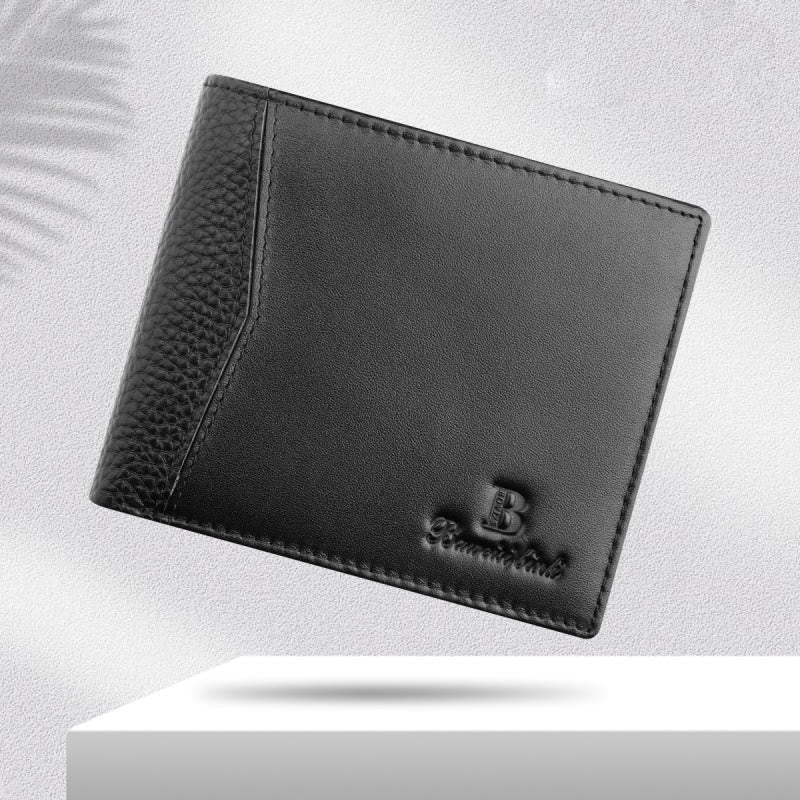 Leather Wallet For Men Anti Theft RFID Black Purse