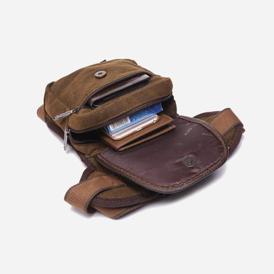 Retro Leg Bag For Men Outdoor Sports Canvas Crossbody Bag