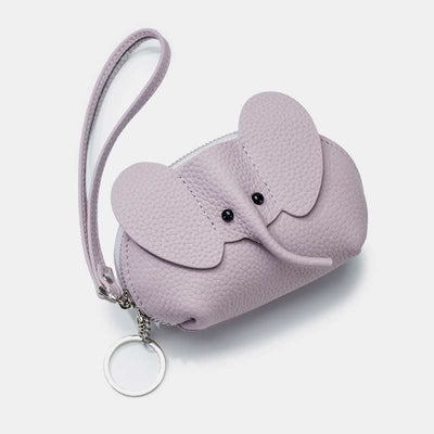 Women Small Coin Purse Elephant Leather Wallet Change Pouch Wristlet