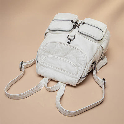 Soft Leather Travel Backpack Small Waterproof Casual Daypack Backpacks for Women