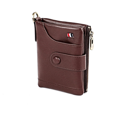 Rfid Blocking Leather Retro Wallet With Chain