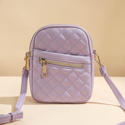 Phone Bag For Women Diamond Check Solid Color Mini Bag