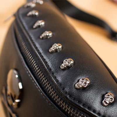Punk Style Skull Waist Bag Rivet Belt Chest Bag
