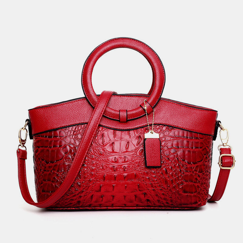 Large Capacity Vintage Embossing Crossbody Bag Top-Handle Bag