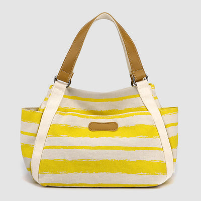 Casual Tote Bag For Women Daily Use Striped Canvas Bag