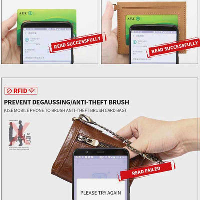 RFID Anti-theft Classic Wallet With Chain