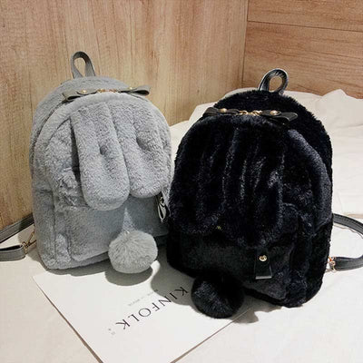 Cute Plush Backpack Daypack for Women Girls with Rabbit's Ear